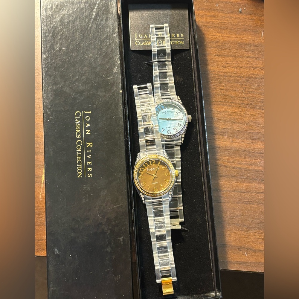 Vintage Joan Rivers Gold and Blue Watch set